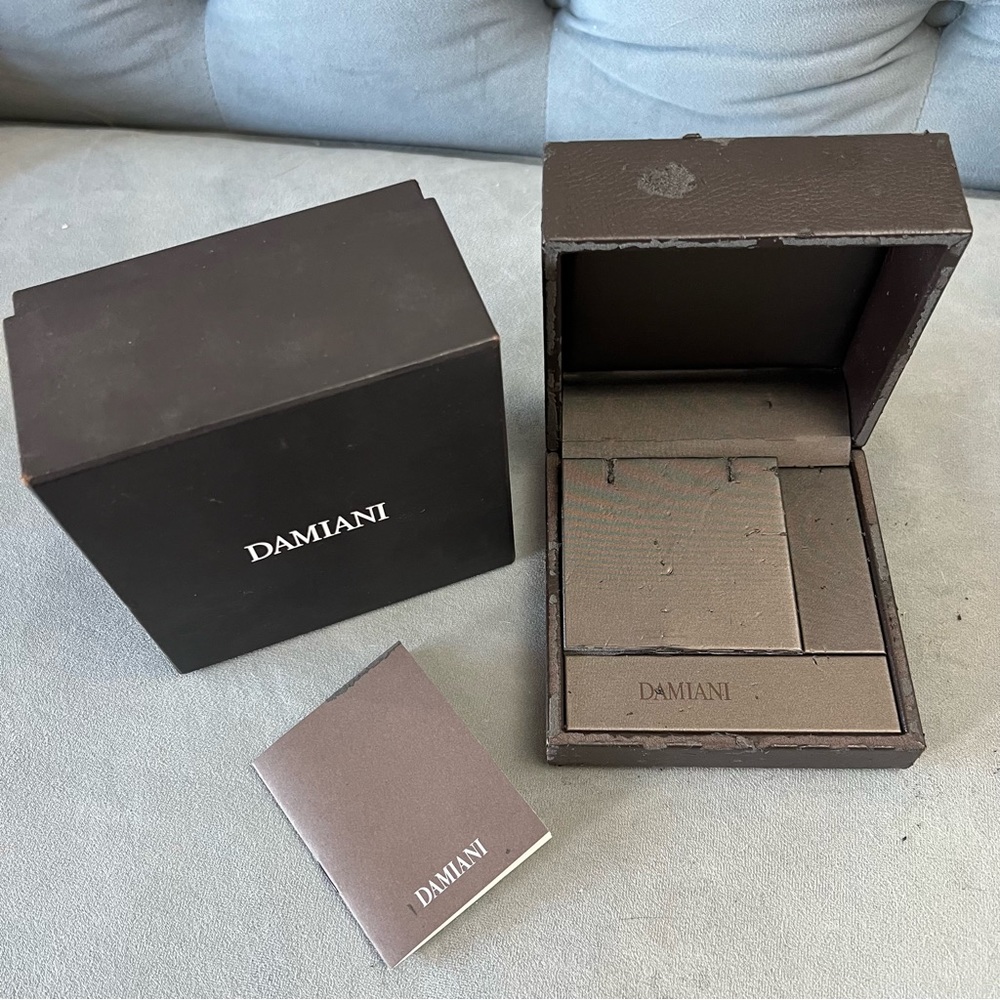 DAMIANI Black Earrings/Necklace Box + Outer Box 5.10x5x2.80 inches + Booklet